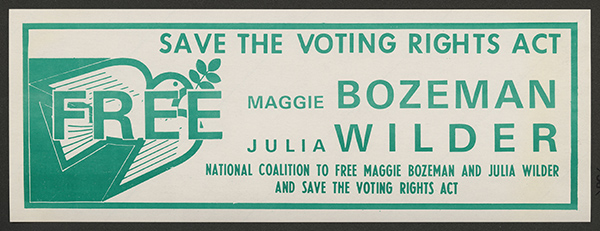 Bumper sticker, National Coalition to Extend the Voting Rights Act. From the SCLC papers, Rose Library, Emory University.