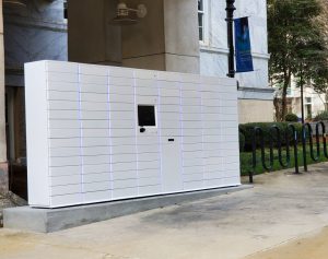 Photo of new Woodruff Library Outdoor Hold Lockers.