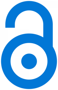Stylized open lock in blue with white background