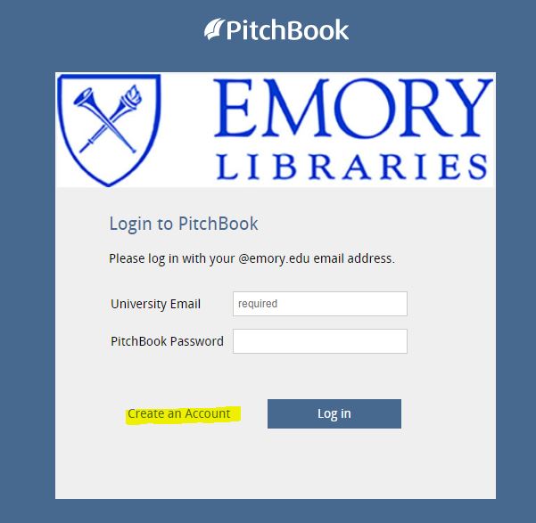An image of the Pitchbook login page.