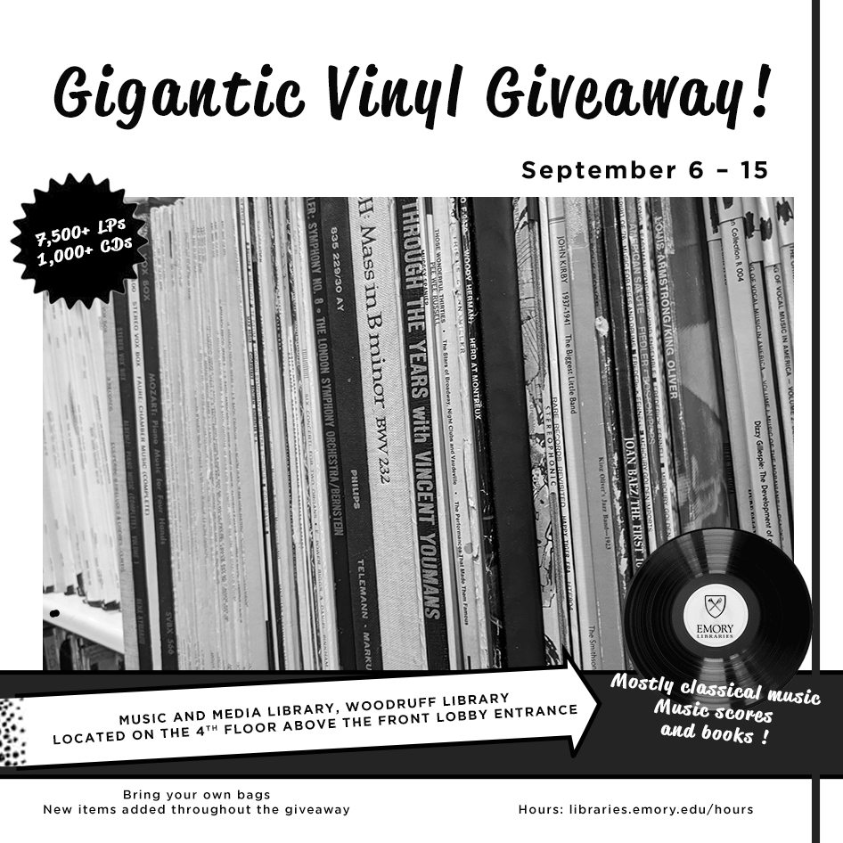 Flyer for vinyl and CD music giveaway