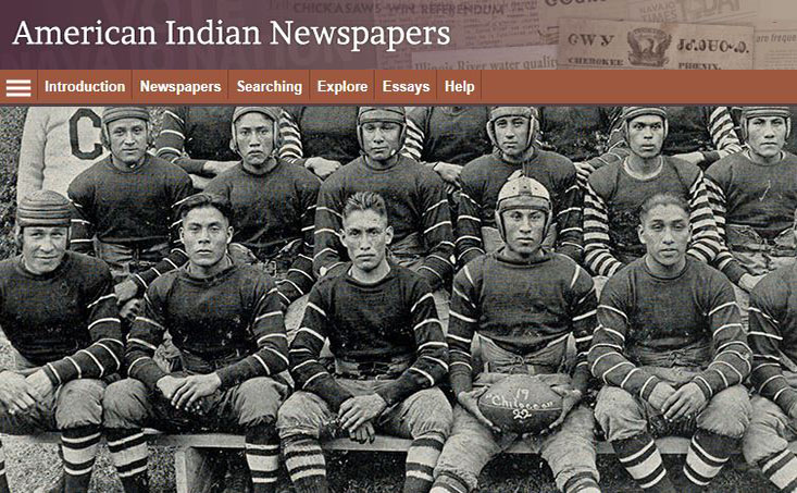Database homepage for American Indian Newspapers