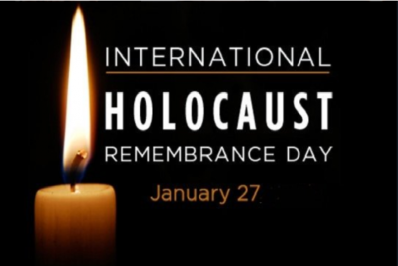 Candle flame and date of International Holocaust Remebrance Day