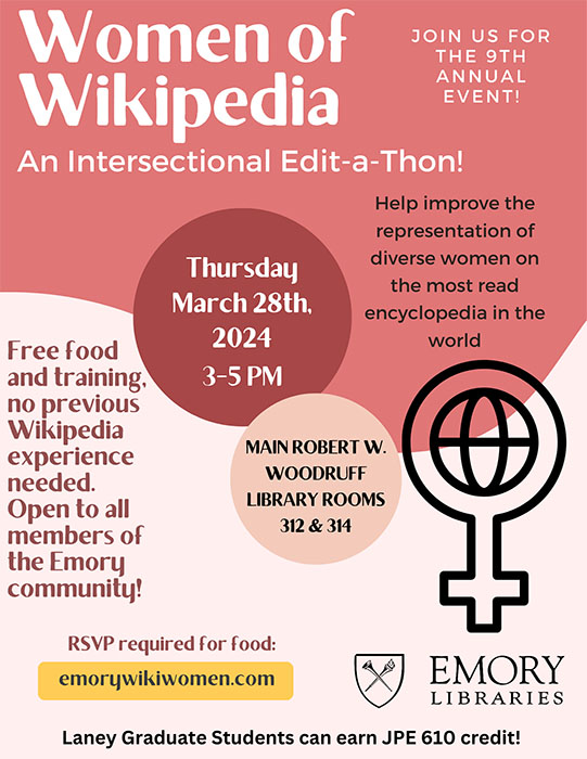 Image of Flyer for Women of Wikipedia Edit-a-thon